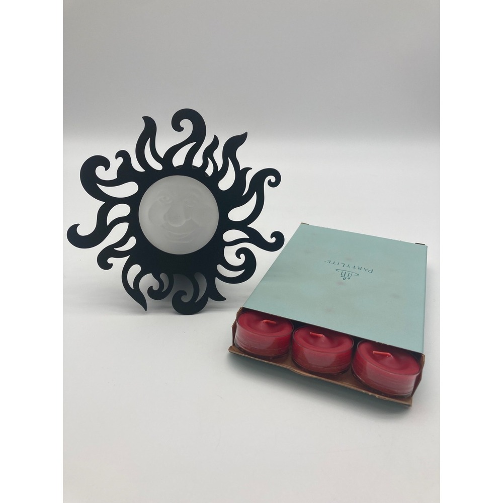 Vintage PartyLite Celestial Sun Wall Sconce Frosted Glass Face & Tealights